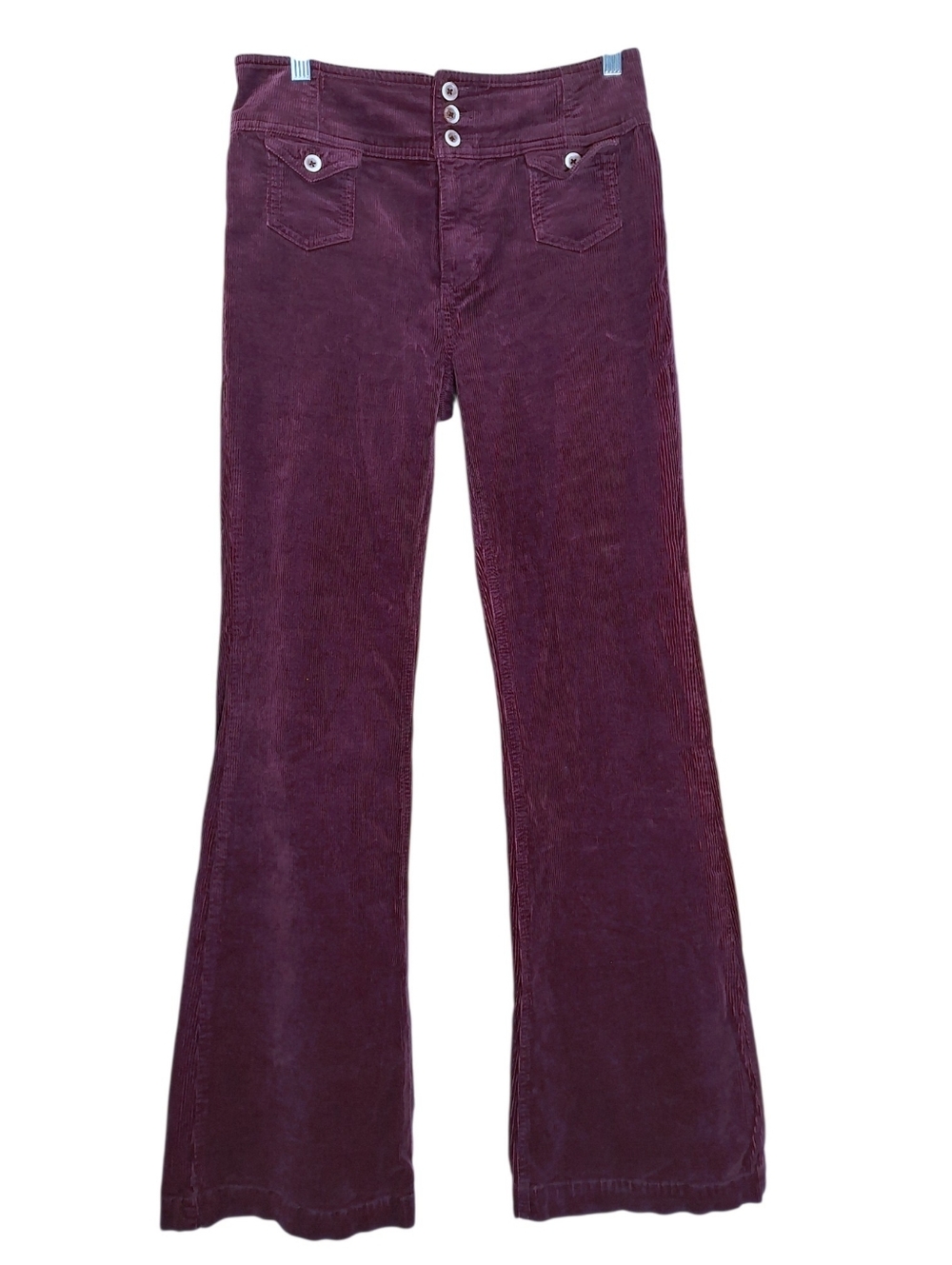 Anthropologie Pilcro High Rise Trouser Bootcut Pant Corduroy Sz 28 Burgundy Boho